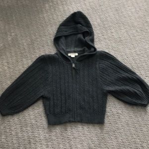 Cropped Hooded Zip Sweater